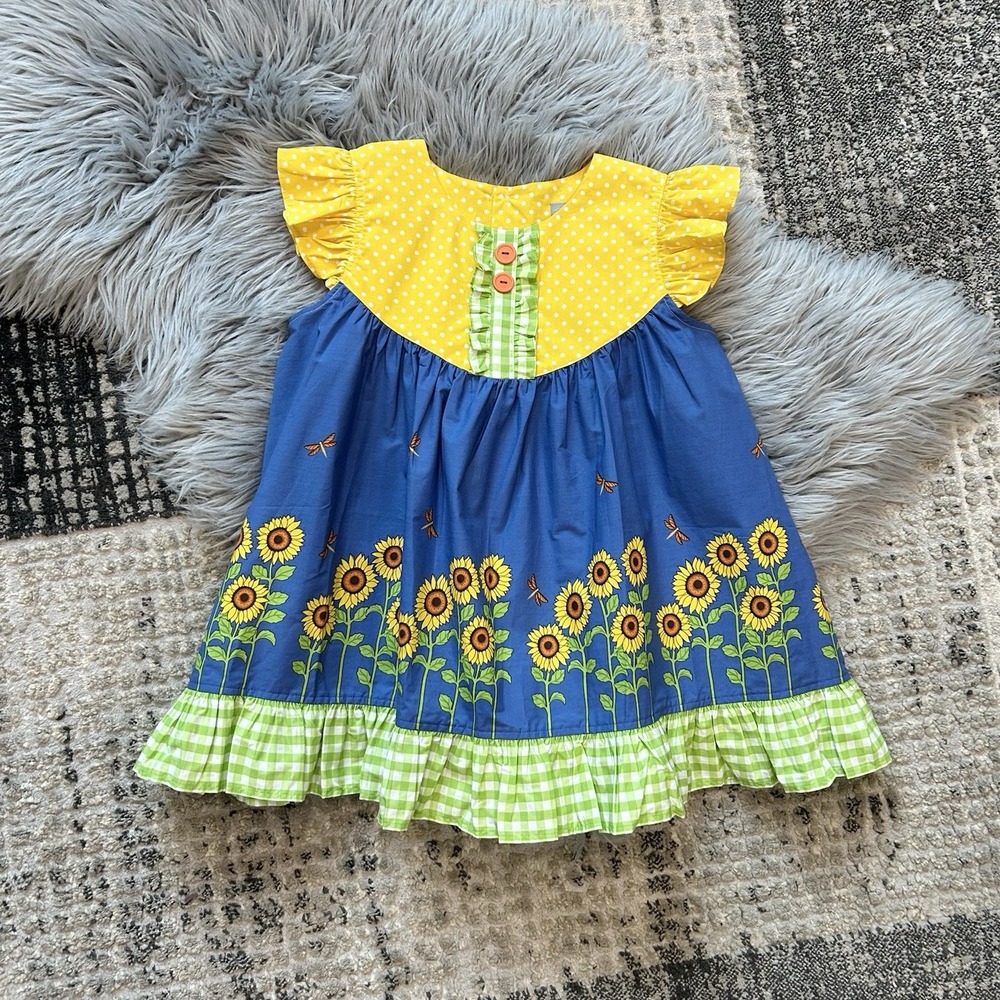 Eleanor Rose Girls Field Of Gold Sunflower Gigi Top Size 10-12